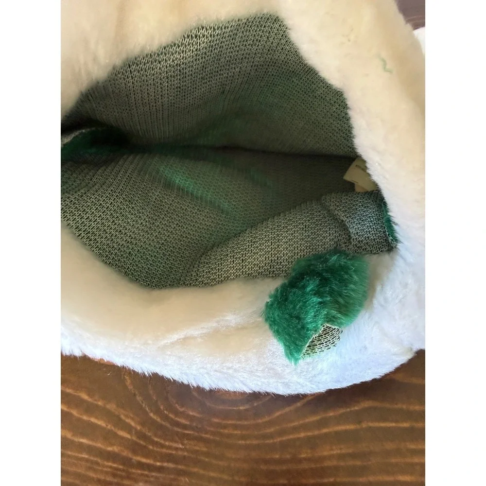 VTG Santa's Best Green Plush Faux Fur Christmas Stockings Set of 2‎ White Cuff